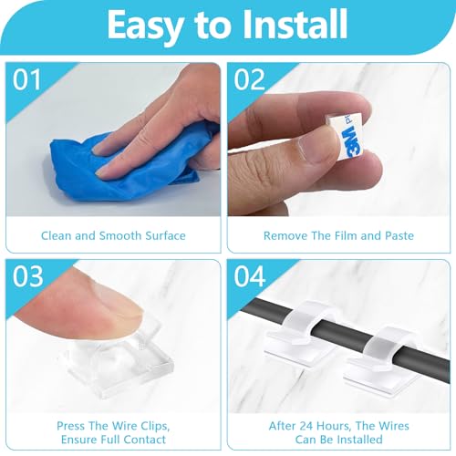 image for Abnii 100PCS Cable Clips, Adhesive Wire Clips Organizer Cord Clips Man