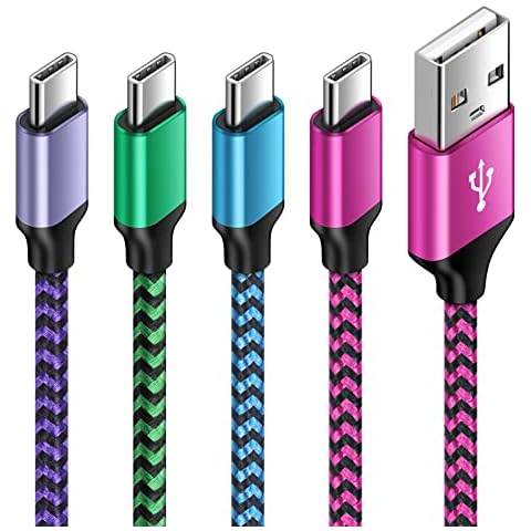 USB C Cable, [4-Pack 6FT] Type C Cable Fast Charging Nylon Braided USB C Charger Lead for Samsung Galaxy Z Flip 4/Z Fold 4/Z Flip 3/Z Fold 3/A13/A12/A21s/A41/A51/A52/S21/S20/S10/S9/S8, Google Pixel Cover