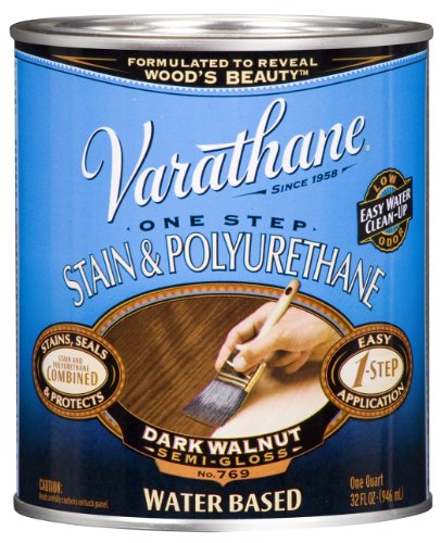 Varathane 239587H Water Based Wood Stain & Polyurethane, Quart, Dark Walnut