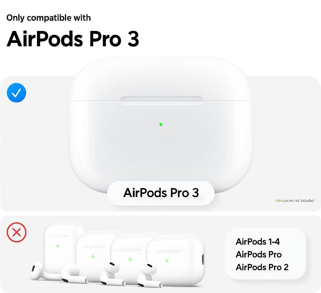 Meyaar Silicone Case for Apple Airpods Pro 3 (2025) Cute Design for Airpods Pro 3 with Keychain Shockproof Protective Case Cover (Cassette Tape)