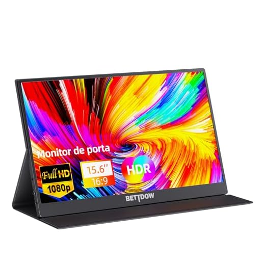 Monitor Portatil 15,6'', FHD 1080P 100% SRGB Monitor Portátil Conectado Com USB C Dupla/HDMI, IPS Extensor De Tela para Notebook com VESA e Funda Inteligente magnético, Plug and Play(preto)