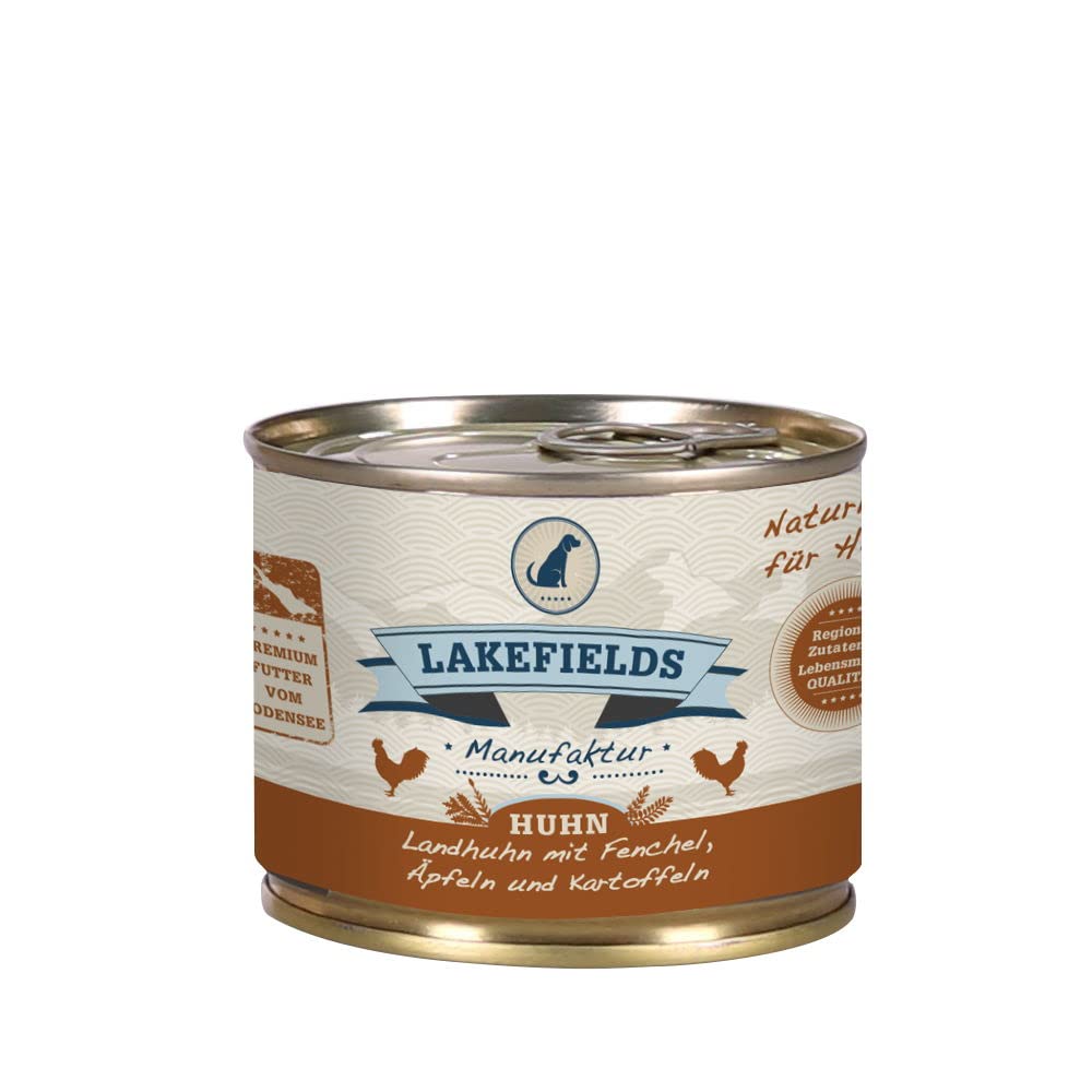 LAKEFIELDS Menú de carne enlatada de pollo 200 g como única fuente de proteínas para perros (24 x 400 g)