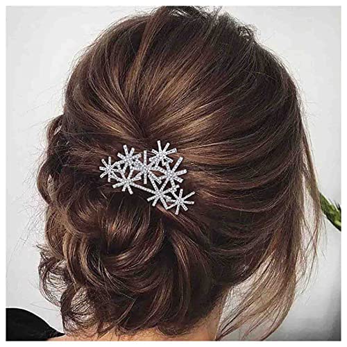 Cimenexe Bohemian Kristall Schneeflocke Haarkamm Cz Schneeflocke Haarteil Silber Strass Kopfschmuck Braut Kopfbedeckung Dekorative Hochzeit Kopfschmuck Haarschmuck Schmuck für Frauen und Mädchen Cover