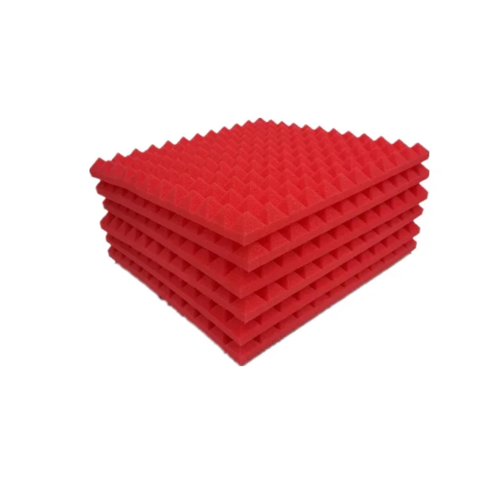 Espuma acústica de estudio, esponja insonorizada, aislamiento acústico piramidal, paneles a prueba sonido alta densidad Para amortiguar el sonido(Red,High Density,48Pack)