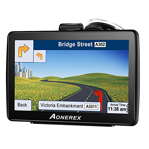Aonerex Sat Nav, 7 Inch Touchscreen GPS Navigation for Car Truck Lorry Motorhome Caravan, Latest UK Europe Maps, Voice Guidance, Speed Cam Alerts, POI Search, Lane Assistance, Lifetime Free Map Update