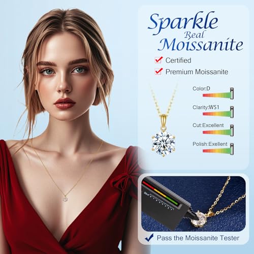 SecreTalk Moissanite Pendant Necklace 1-3CT 925 Sterling Silver D Color Ideal Cut Necklace for Women with Certificate of Authenticity3