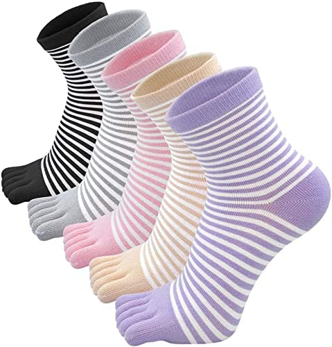 ketkar Women's and Girl's Cute Casual 5-Toe Cotton Crew Athletic Finger Socks_Pack Of 05(Free Size,Multicolour)-picture-28