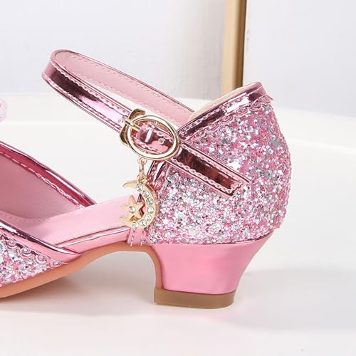 IWIHMIV Little Girls Princess Shoes Glittler Bow Dress Shoes for Gilrs Low Heels for Parties and Holiday Celebrations3