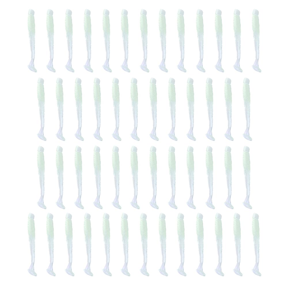 50pcs Esca in plastica morbida T Coda Grasso Ver Esca Accessori da Pesca Ideale per Catturare persico trota salmone