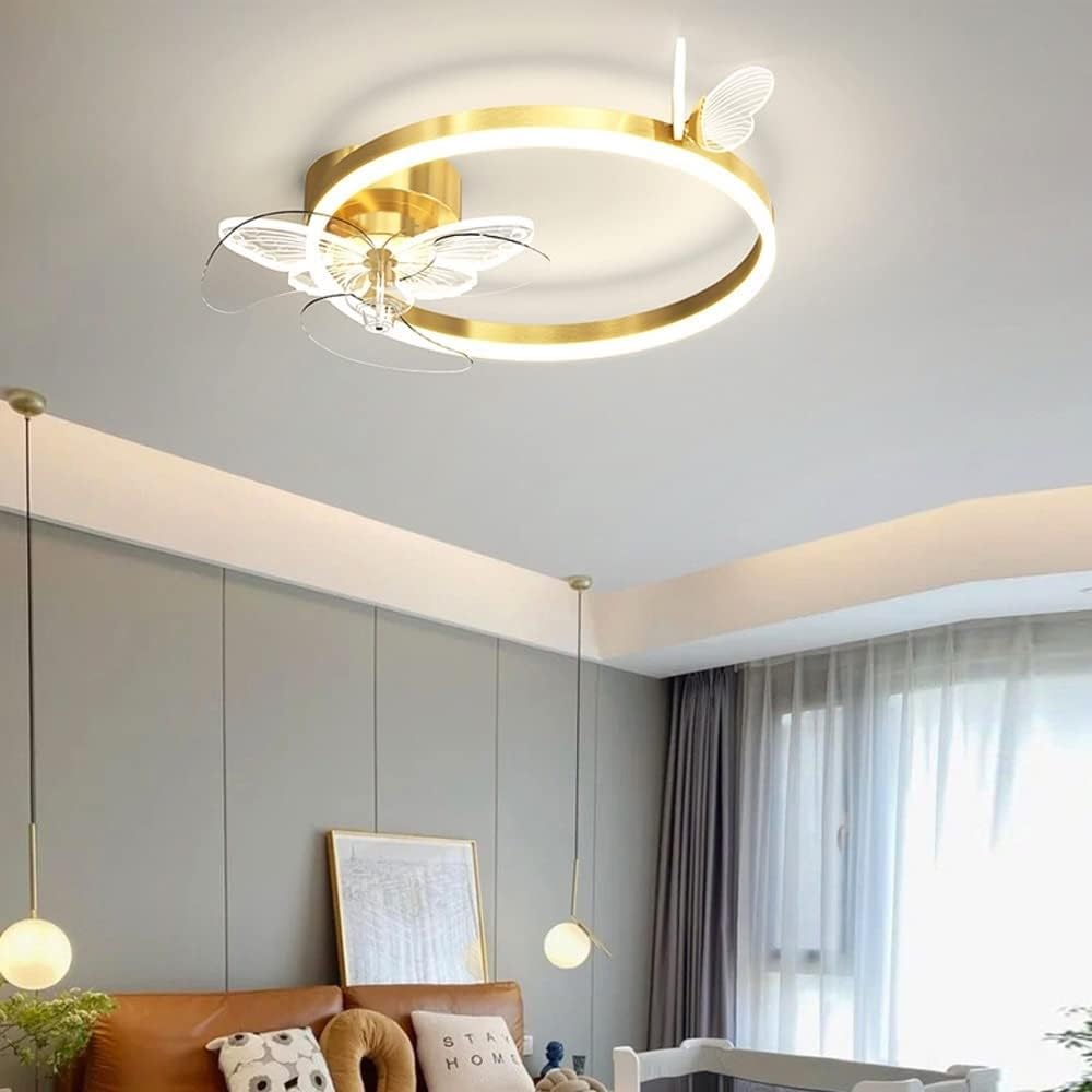 CeilingChandeliers , Nordic Creative LED Ceiling Fan with Light Chandelier Quiet Restaurant Ceiling Fan Creative Butterfly Ceiling Lamp with Remote Control for Living Room Bedroom Office Study Room (