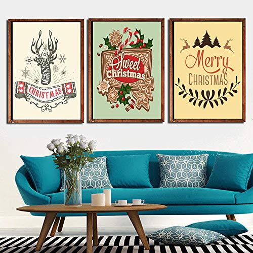 Lienzo Pintura Cartel Arte de la Pared Animal Navidad Alce Imágenes Para Niños Habitación Decoración del Hogar-40x60cmx3 PC sin marco Cover