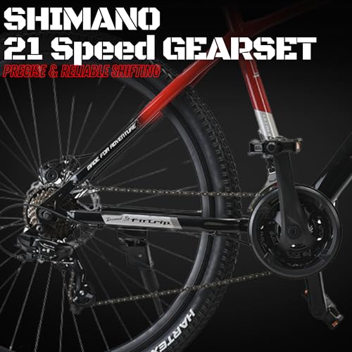Image of FitTrip Dominator 29 Inch MTB Cycle for Men | 21 SPD Shimano Gearset | Zoom Lockout Suspension | Imported Clarks UK Dual Disk Brakes | Dual Tone Paintjob with Crystals | Unisex (Rouge Red)