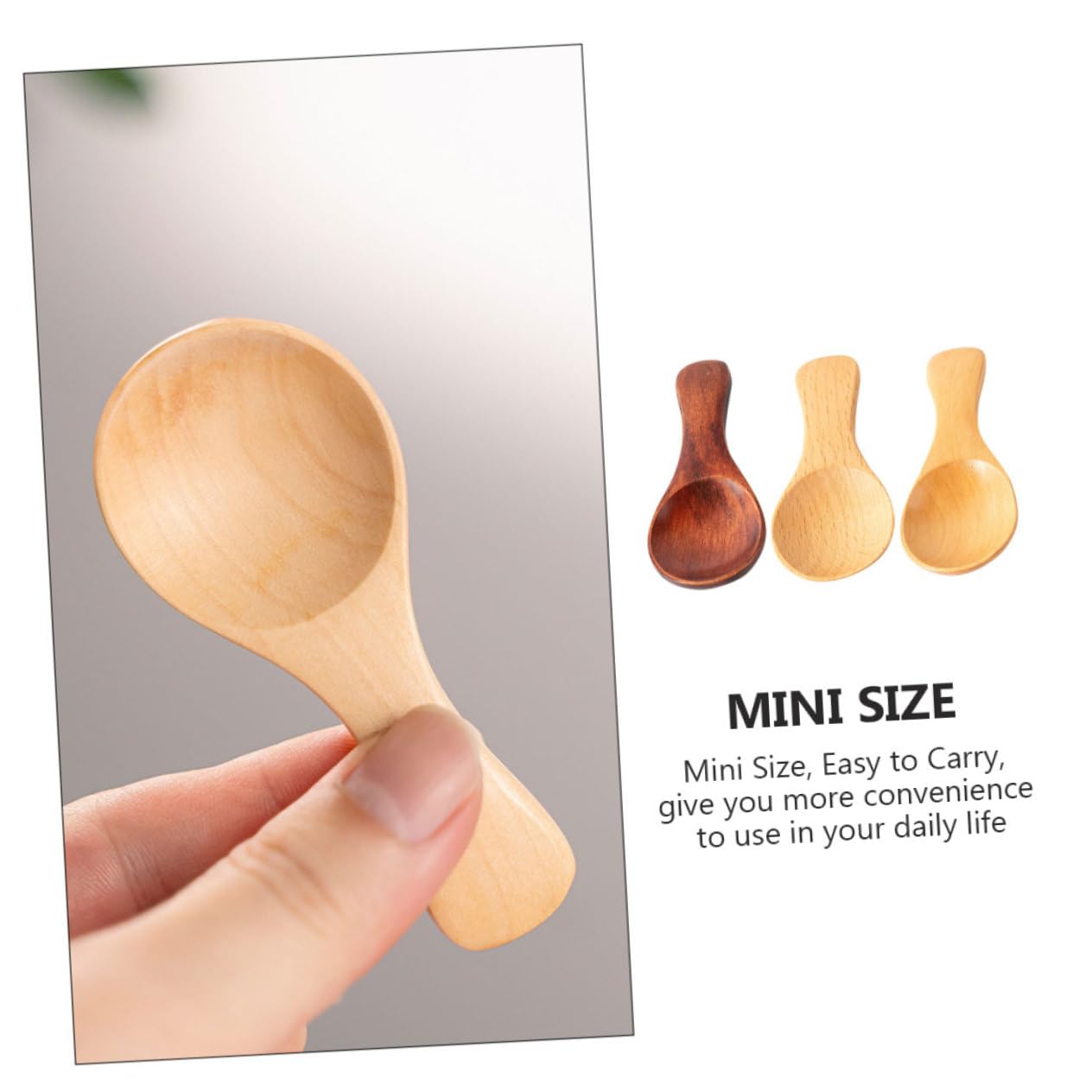 BIUDECO Versatile Mini Wooden Spoon Set 3pc Tea Scoops Salt Spoons Spices for Cooking Baking