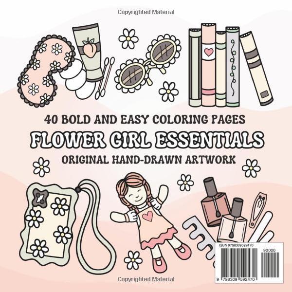 Flower Girl Coloring Book: Bold and Easy to Color, Simple and Big Designs, Cute and Girly Boho Wedding Theme with Adorable Hand-Drawn Daisy Artwork. image 3
