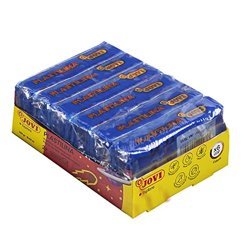Image of Jovi Plastilina Dark Blue Non-Drying Modelling Clay for Art & Craft Pack of 6 Bars - 50gms Each Non-Toxic Gluten Free Fine Motor Skills, Moulding, Pottery Sculpting Project Work with Dough