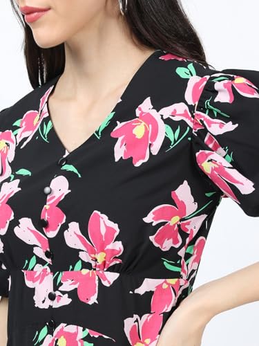 Image of Tokyo Talkies Women's Short Sleeves V-Neck Printed Dresses | Stylish Dresses | Casual Dresses