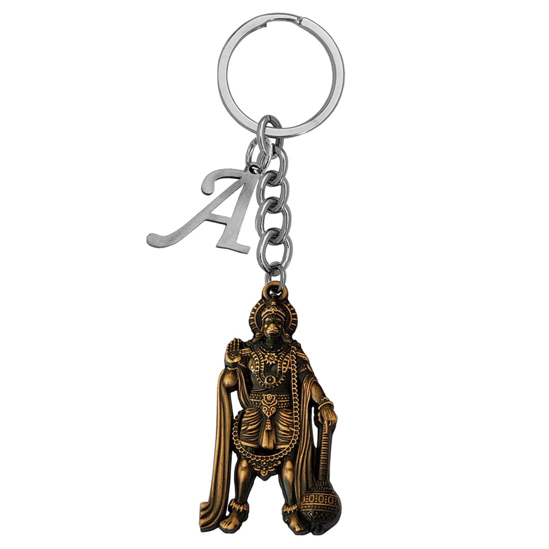 M Men Style Religious Lord Hanuman Pawanputra Bajrang Bali With Initial Letter Alphabet - A Copper Zinc And Metal Keychain For Men And Women SKey2022370