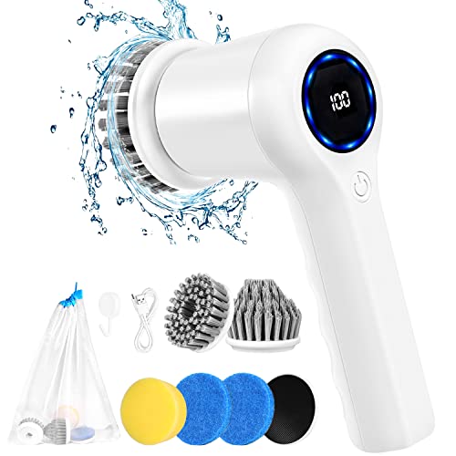 ERAVOR Electric Cleaning Brush Household for Bathroom, Car and Kitchen, Handheld Power Spin Scrubber Joint Brush with 5 Brush Heads and 2 Modes Wireless Battery Cleaning Brush, in Box - White (B0C3HC4863) Amazon Price History, Amazon Price Tracker
