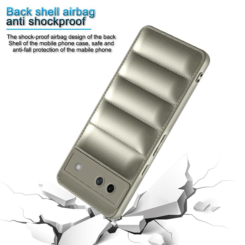 Image of Amazon Brand - Solimo Puffer Case Camera Protection Soft Back Cover for Google Pixel 7A - Natural Olive