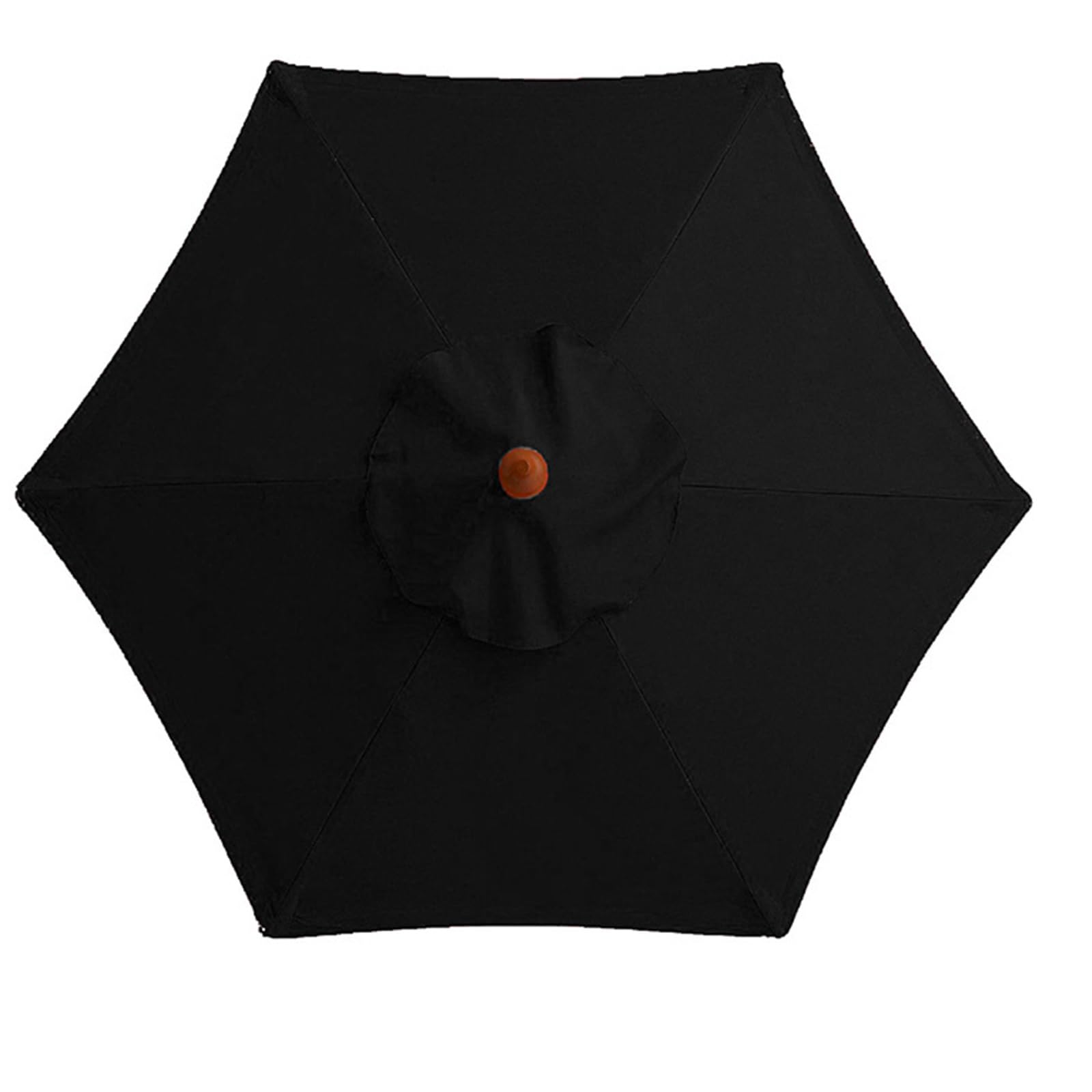 Auvent de remplacement pour parasol noir de terrasse anti-UV 6 ribs