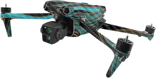 MightySkins - Piel de fibra de carbono compatible con DJI Air 3 - Blue Canyon Acabado de fibra de carbono texturizado protector y duradero Fácil