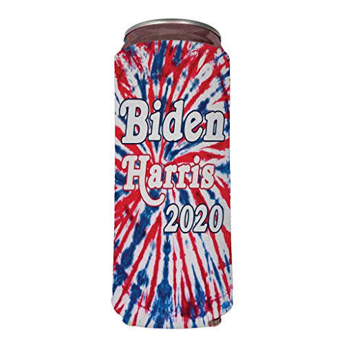 Biden Harris 2020 Slim Can Cooler Set, Red, White and Blue Tie Dye, Set of (12)