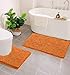 LuxUrux Bathroom Rugs Sets 2 Piece: Quick Dry, Soft Plush Anti-Slip, Super Absorbent. Includes Rectangular (31x20 inches) & U-Shaped Toilet Mat (20x20 inches) | Orange
