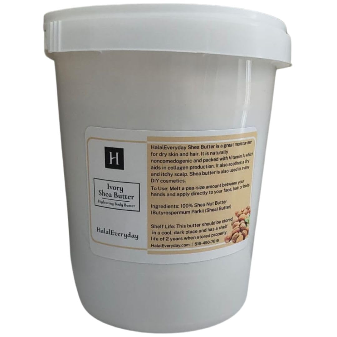 HalalEveryDay 28 oz Ivory Shea Butter- 100% Pure All Natural- Unrefined Organic Raw from Ghana- Raw African Shea Butter, Perfect for Skin, Face, Body, Hair Growth