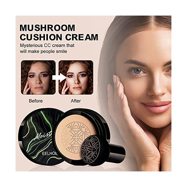 Air Cushion CC Cream Mushroom Head Foundation，Naturally Nude Makeup Concealer Mushroom Head Moisturizing Concealer，Mushroom Head Air Cushion CC Cream BB Cream Beauty Moisturizing (03# Nude Color)…