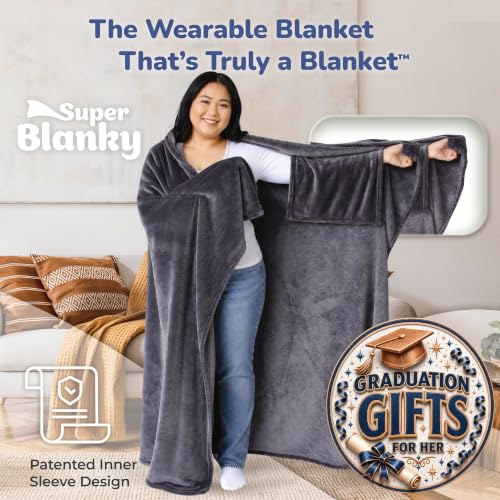 Image of Super Blanky Wearable Blankets for Women & Men, Graduation Day Gift for Her, Cozy Gifts for Women, Wife Birthday Gifts Ideas