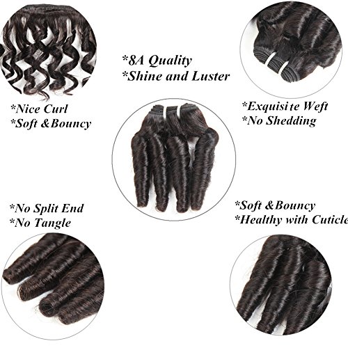 Yami 8A Brazilian Virgin Funmi Hair Human Hair Bundles Short Curly Hair Extensions 4 Pieces Spiral Curl Hair Bundles Brazilian Unprocessed Human Hair Extensions 50G/Pc Full Head Natural Black 200G #TOP4