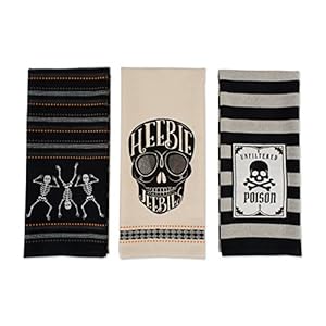 DII Happy Halloween Dishtowel Collection Embellished Cotton Kitchen Hand Towel Set, 18x28, Skeleton, 3 Count DII Happy Halloween Dishtowel Collection Embellished Cotton Kitchen Hand Towel Set 18×28 Skeleton 3 Count