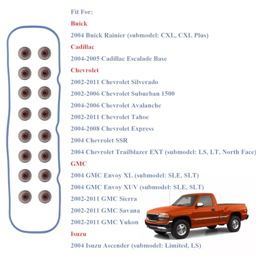 Image of HGS3168 Head Gasket Set Fit for 2002-2011 Chevy Silverado Tahoe GMC Sierra Savana Yukon for 2004 Buick Rainier Cadillac Escalade Isuzu Ascender 4.8L 5.3L V8 Engine Gasket Kit Replace OE# HS26191PT
