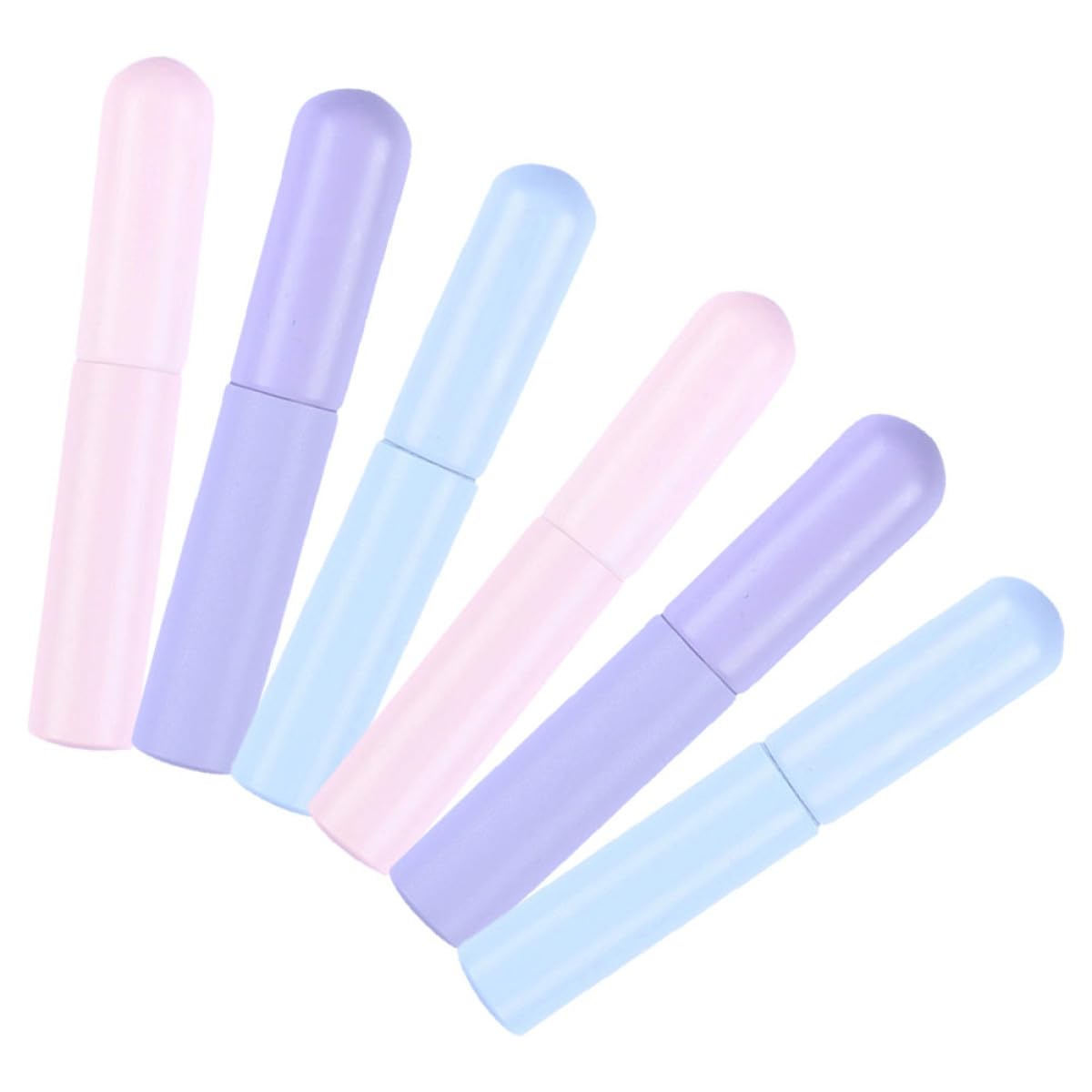 Unomor 6pcs Silicone Lip Brush Set with Cover Portable round Head Lipstick Applicator for Lip Gloss Concealer Multi-color Makeup Brushes and Cosmetic Use