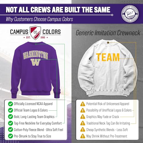 Image of NCAA College Sweatshirt Fleece Crewneck Pullover for Men and Women | Officially licensed NCAA college gameday crewneck pullover - 9 oz fleece lined sweatshirt with arch and logo design
