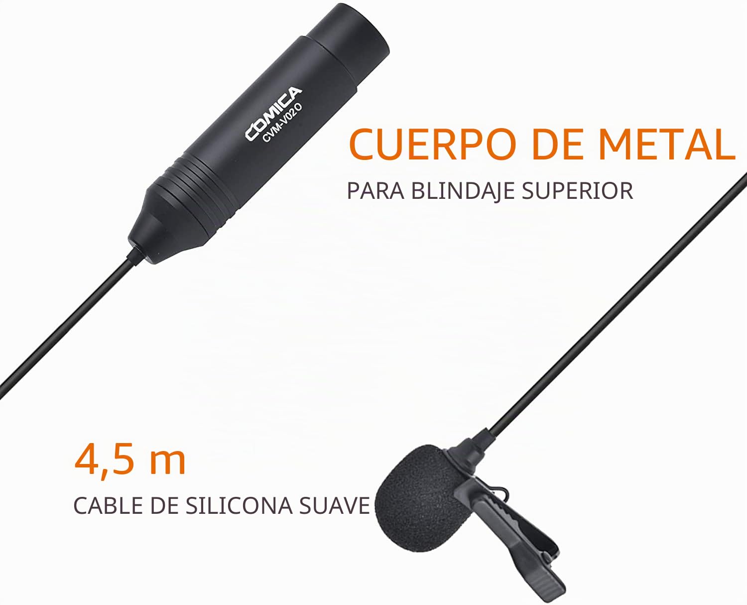 COMICA Micrófono XLR Omnidireccional Corbata con Alimentación Phantom,con Clip de Solapa y Cortavientos,para cámara Canon Sony Panasonic videocámaras Zoom H4n H5 H6 Tascam DR-40 DR-100(Paquete de 2)