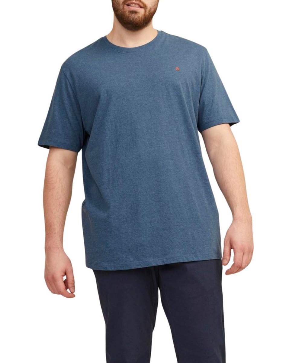 Jack & Jones Men's Denim Blue Jjepaulos Tee Ss Crew Neck Noos Pls T-Shirt, 6XL