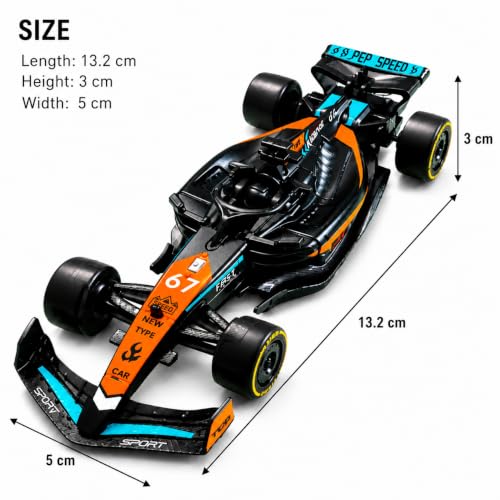 Image of McLaren MCL38 F1 2024 Die Cast Model Car 1:36 Scale Pull Back Racing Toy Car for Kids, Formula Race Cars, Collectible Car Gift for Kids Age 3+ (McLaren MCL38 F1 2024 - Black with Orange)