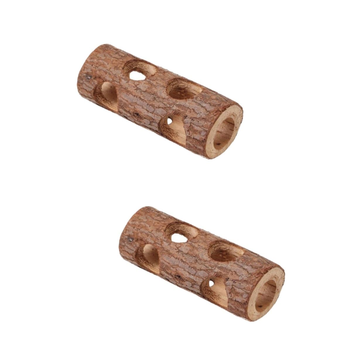 BCOATH 2pcs Wood Hamster Tunnel Guinea Pig Hideout Small Animal Toy Natural Cork Log for Hamster Hides