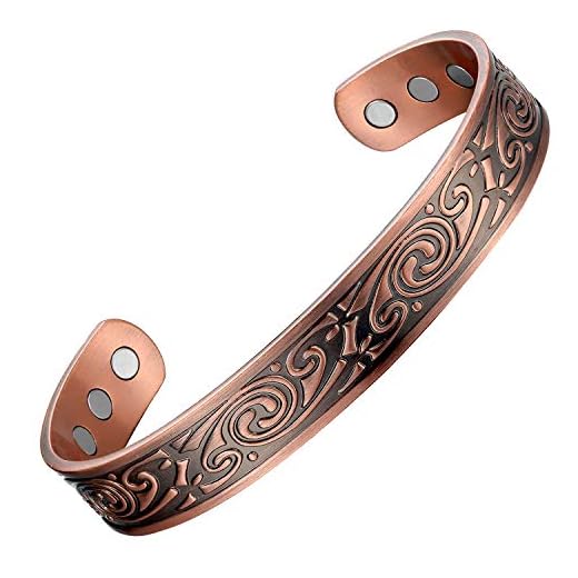 Mens Copper Bracelets Viking Pattern 99.9% Pure Copper Magnetic Bracelet 6.7inches with 6 Powerful Magnets for Effective Joint Pain Relief, Arthritis, RSI, Carpal Tunnel