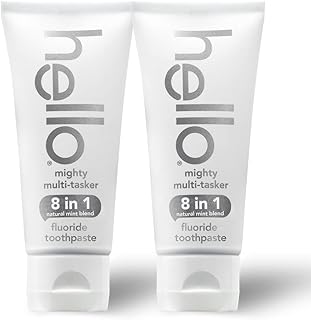 hello Mighty Multitasker Fluoride Toothpaste, 8-in-1 Toothpaste with Minty Flavor, Anticavity, Antigingivitis, Antisensitivity, Strengthens Enamel and Whitens, 2 Pack, 4.0 Oz Tubes