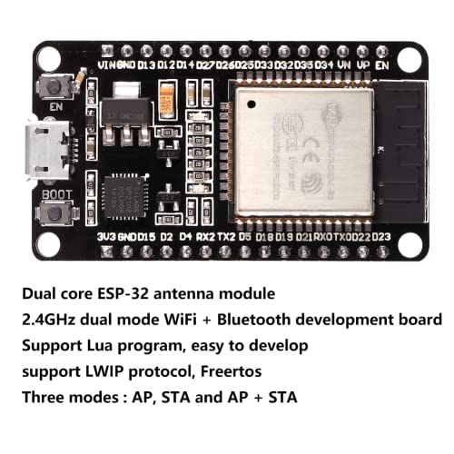 Dorhea 6Pcs Esp32 Esp-32S Wifi Development Board Nodemcu Esp-Wroom-32 Microcontroller 2.4Ghz Dual-Core Wifi Bluetooth Processor Integrated Chip Cp2102 #TOP3
