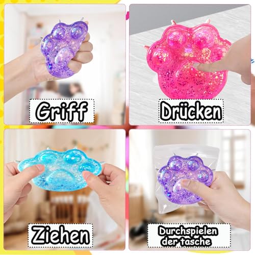 Fidget Toys,Anti Stress Spielzeug,4 Stück Elastizität Weich Stress Spielzeug Fidget Toy,Squeeze Toy Sensorik Spielzeug Stressabbau Spielzeug für 14+ Jahre Alt(Purple)