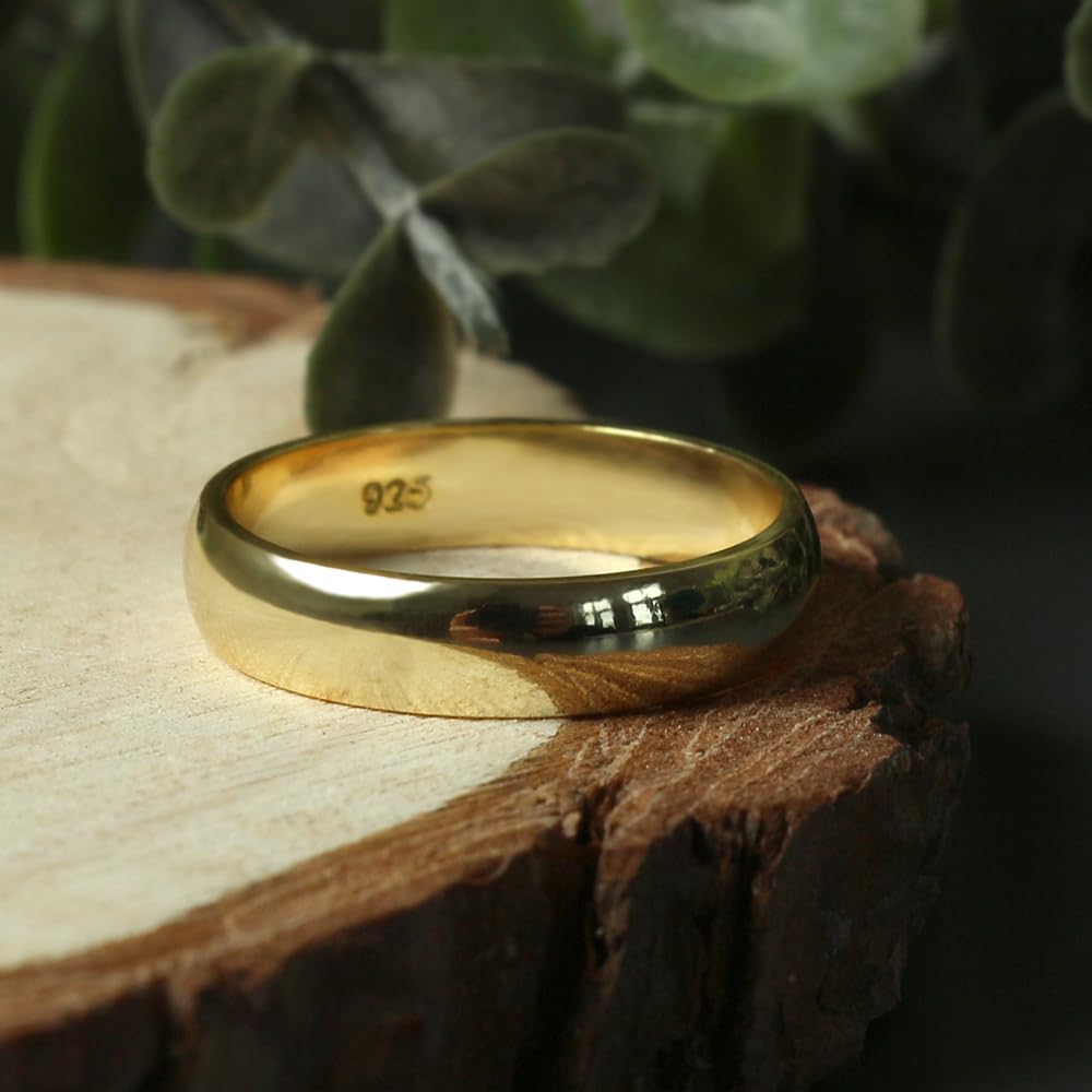 Treuheld® 925 Sterling Silber Ring Gold 48 Größen Damen Herren
