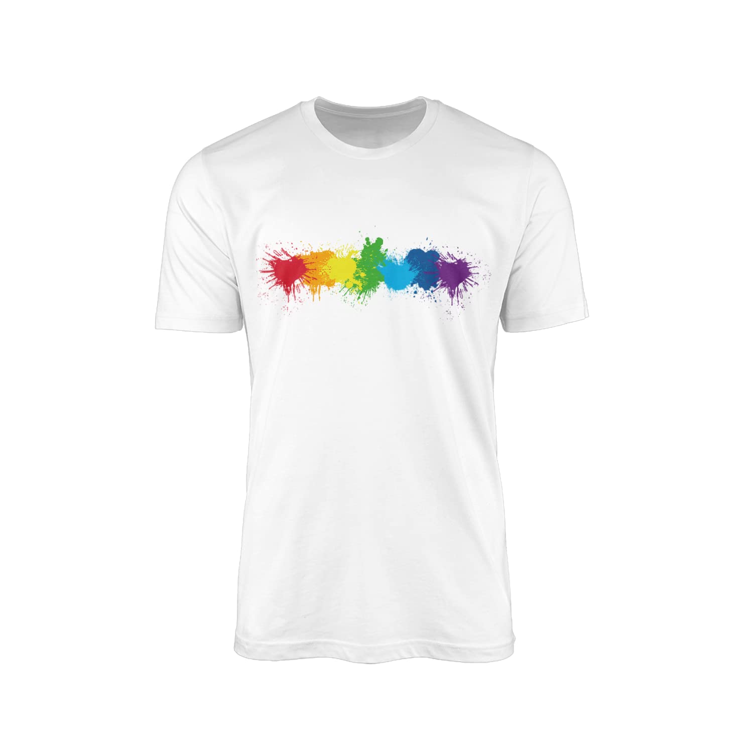 Pride Splatters T-Shirt - LGBT Flag Rainbow Lesbian Gay Transgender Bisexual Women Men Non-Binary Pansexual Clothing Clothes Accessories LGBTQ Gifts Presents (White Prime, Medium)