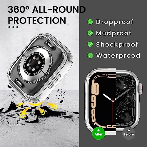 Image of 3 in 1 Goton Waterproof Hard Case for Apple Watch Screen Protector 40mm, 360 Slim Full Protective Tempered Glass Face Cover + Back Hard PC Bumper for iWatch SE 3 /SE 2 /SE, Series 6 /5 /4, 40mm Clear