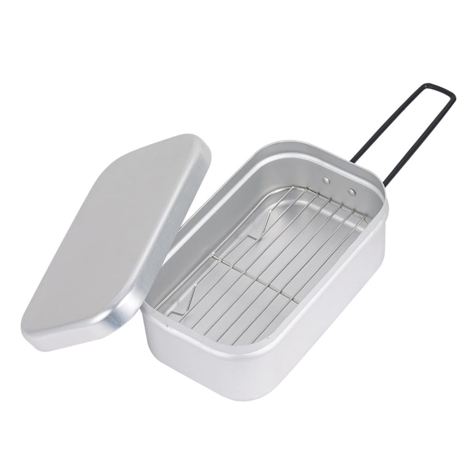 Zkbszn Tableware,Outdoor Hiking Lunch Box Camping Foldable Handle With Lid Aluminum Alloy Camping Supplies