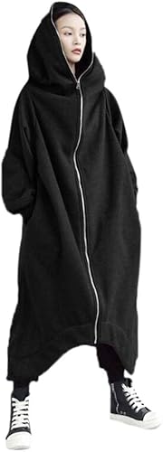 LISTHA Sudadera con capucha y cremallera para mujer abrigo largo con frente abierto chaqueta cálida