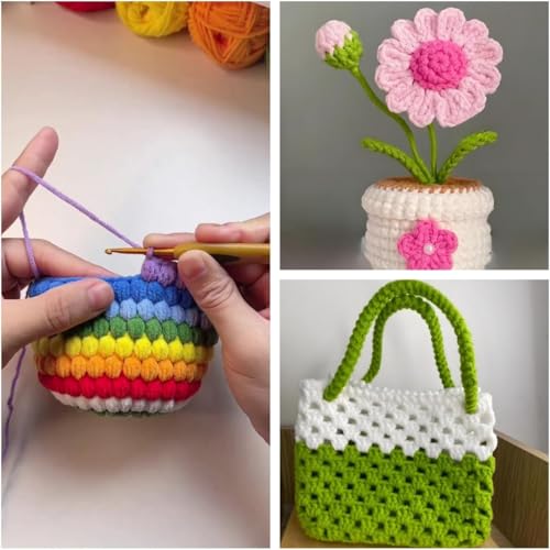 Image of iKumar 59 Pcs Crochet Kit for Beginners Adults, Crochet Kits Include Yarn and Storage Bag, Crochet Starter Kit for Beginners, Ergonomic Crochet Hooks 2.0-6.0 mm, Lace Steel Needles 0.6-1.9 mm