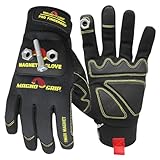 MagnoGrip Pro FingerGrip Magnetic Work Gloves – Touchscreen Compatible, High Dexterity, Impact Resistant, Heavy-Duty Safety Gloves for Men, Industrial, Construction, DIY, & Mechanic Use - Large.